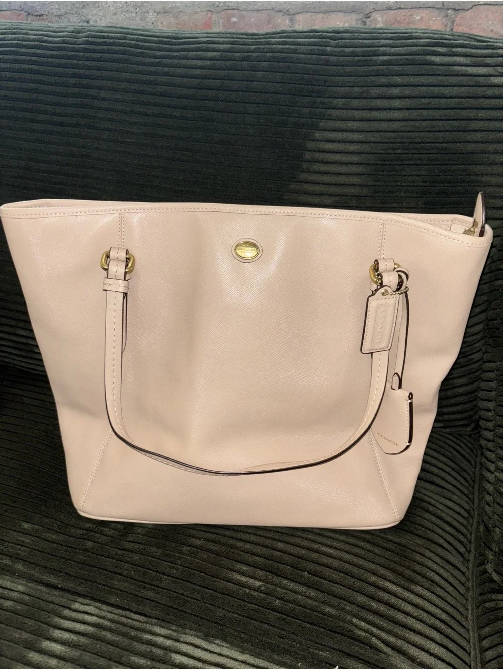 Coach Peyton Carryall Beige Tan Leather Tote with Gold Hardware